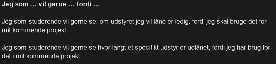 Billede af en user story